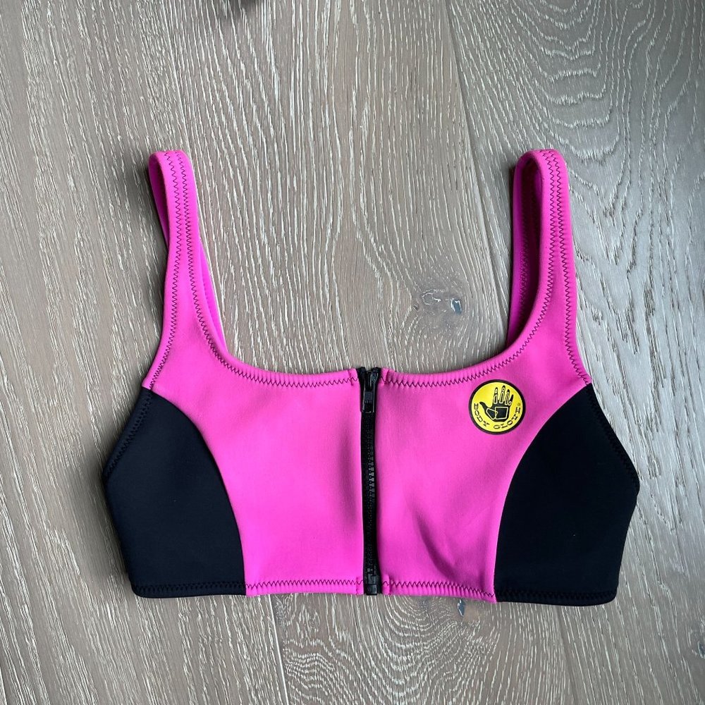 Body Glove Swimsuit Top Zip Pink Black M